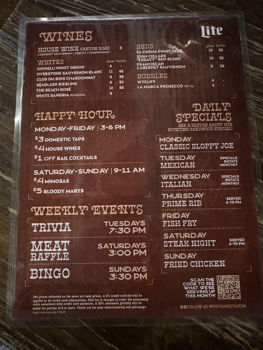 Yankee Tavern Menu - Image 6